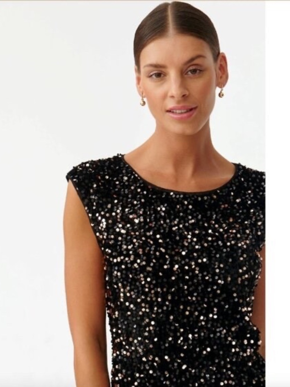 Young Fabulous Broke Side Boobs Top Black Sequined Sleeveless Sparkling Sz XS